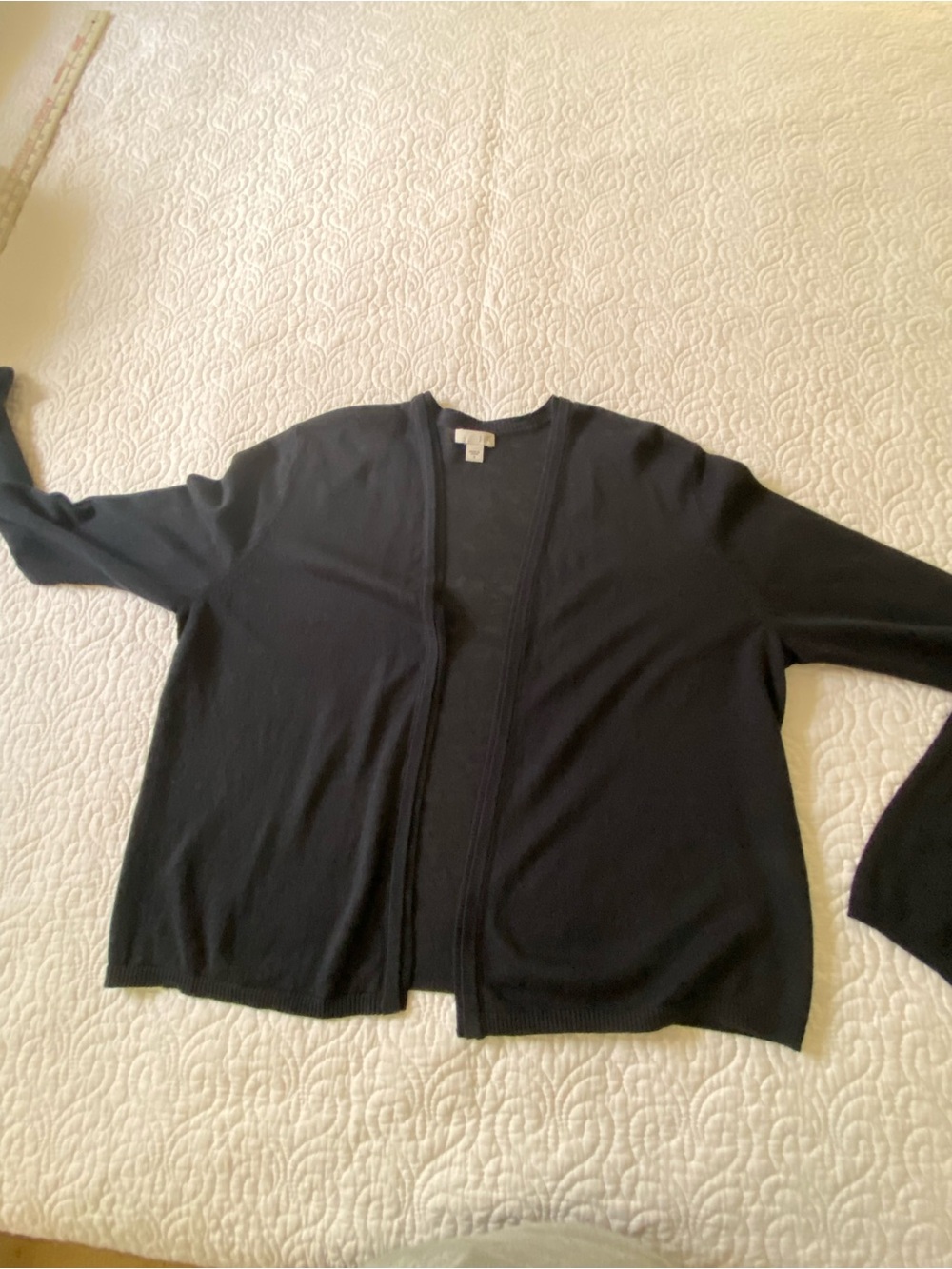 J. Jill Navy Linen Blend Open-Front Cardigan Size Small - Picture 8 of 12